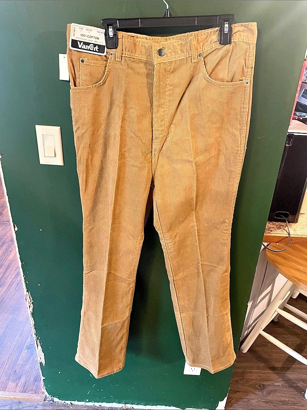 Vintage 80’s Van Cort NWT Men’s Corduroy Brown Pants Deadstock Size 38x30
